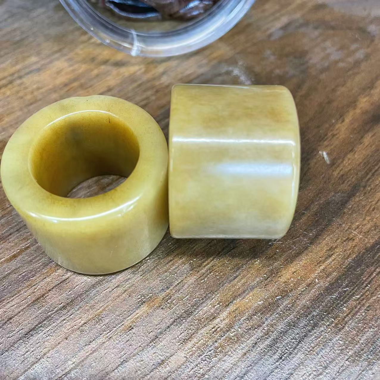 铜合金塑料戒指 19 老料扳指  工艺品木制