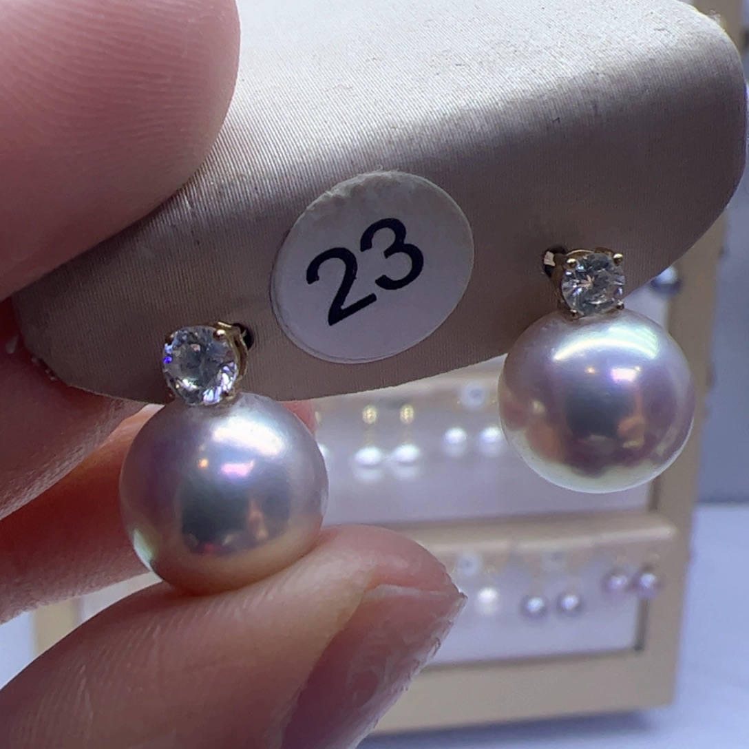 淡水珍珠耳饰18K金镶嵌