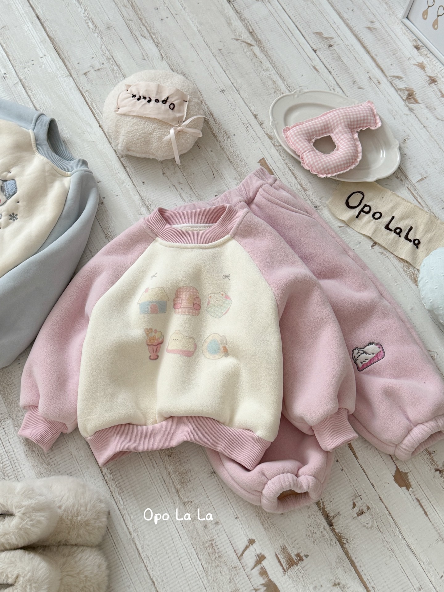 OPOlala 25冬 女童卡通加厚保暖羊驼绒厚绒 套装