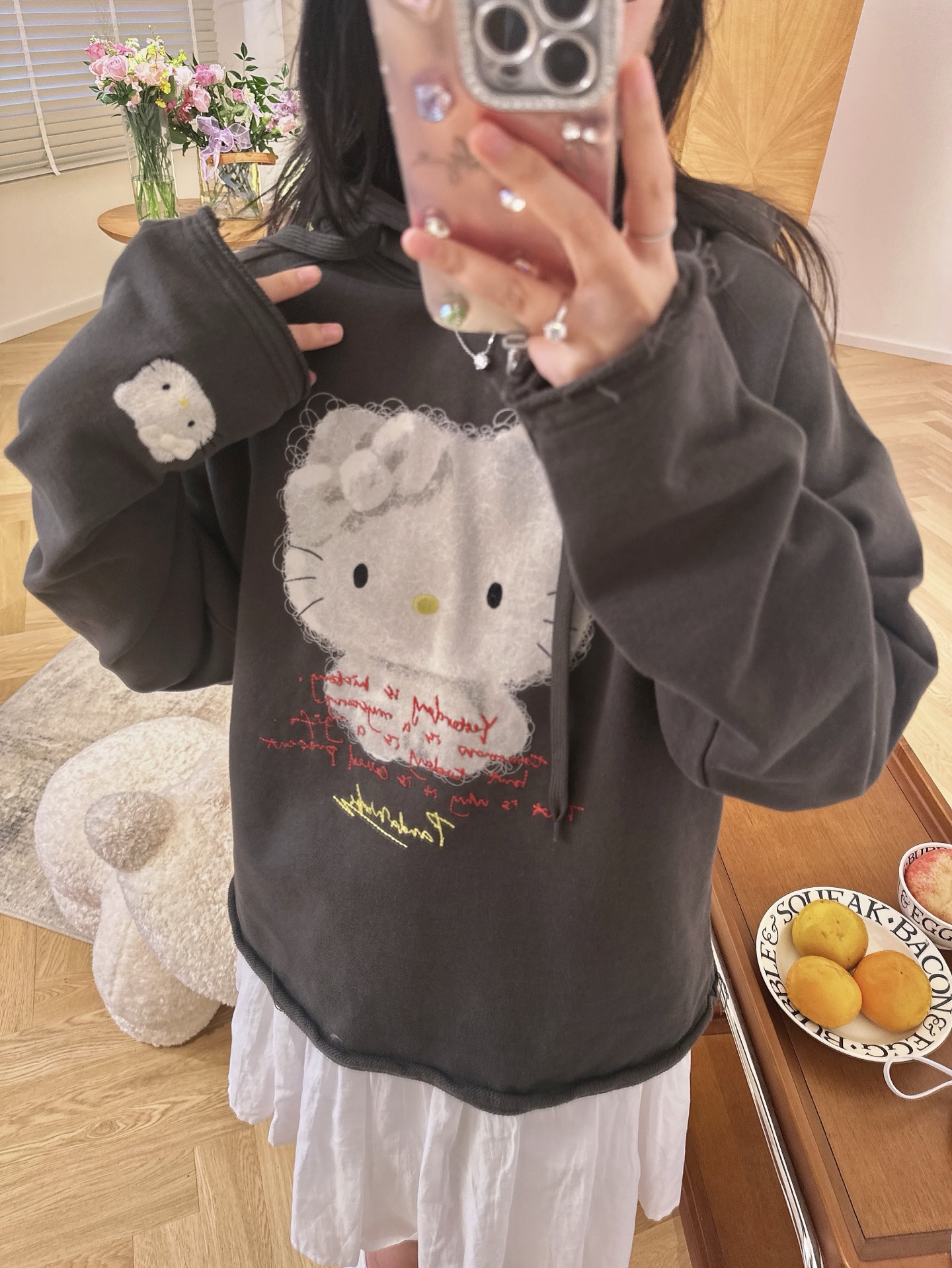 Pandawarks熊猫纸袋-毛毛猫猫kt-380克纯棉毛圈圆领卫衣25409