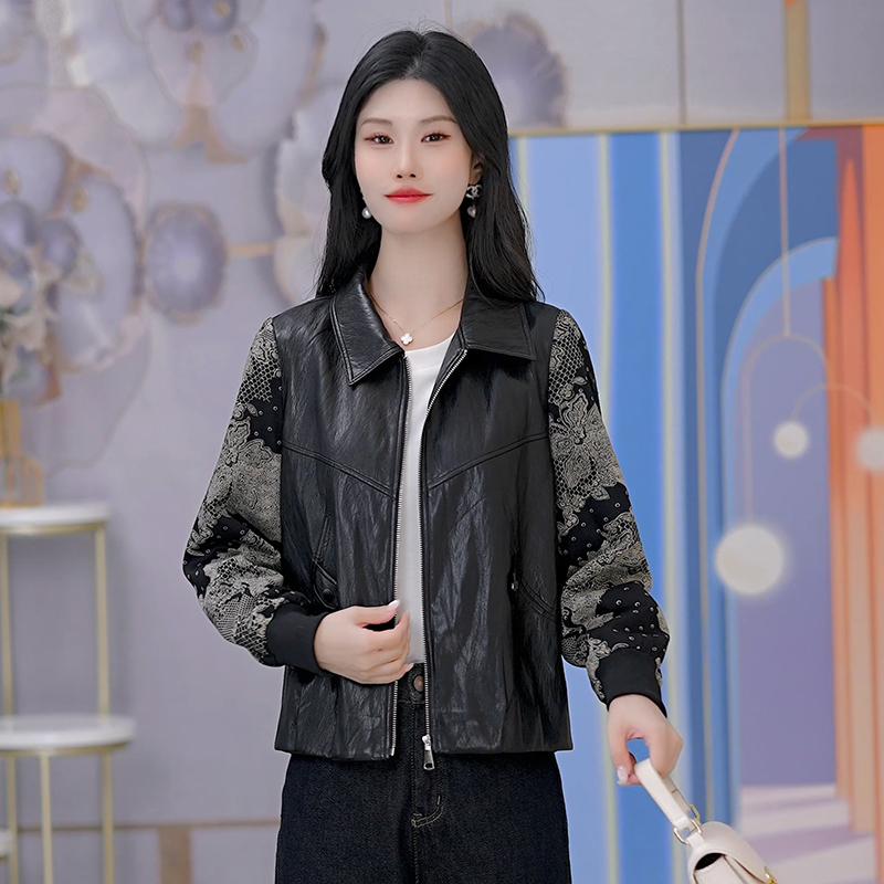 秋季夹克女时尚翻领拉链外套洋气显瘦休闲上衣女