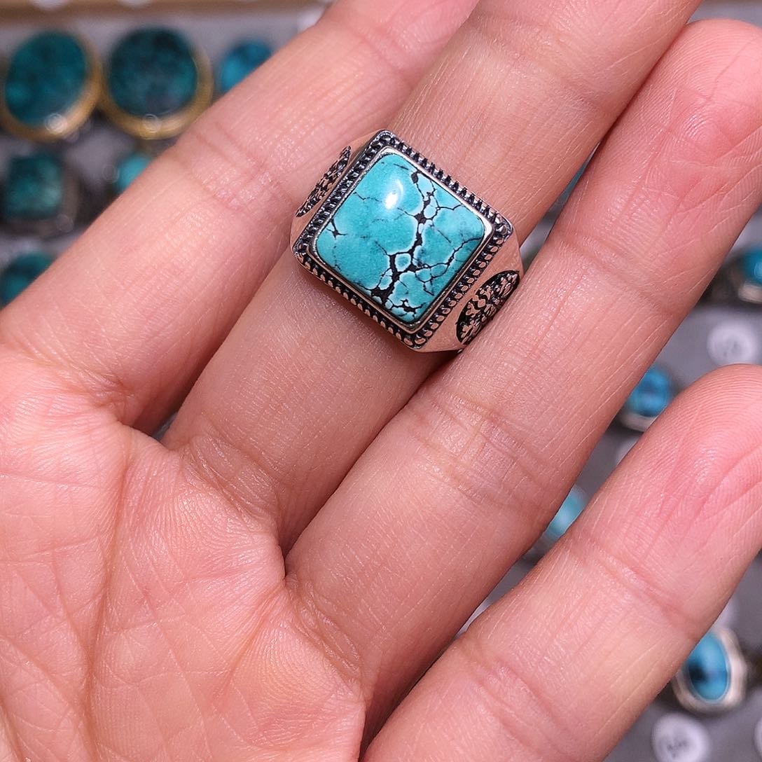 绿松石挂件银S925镶嵌