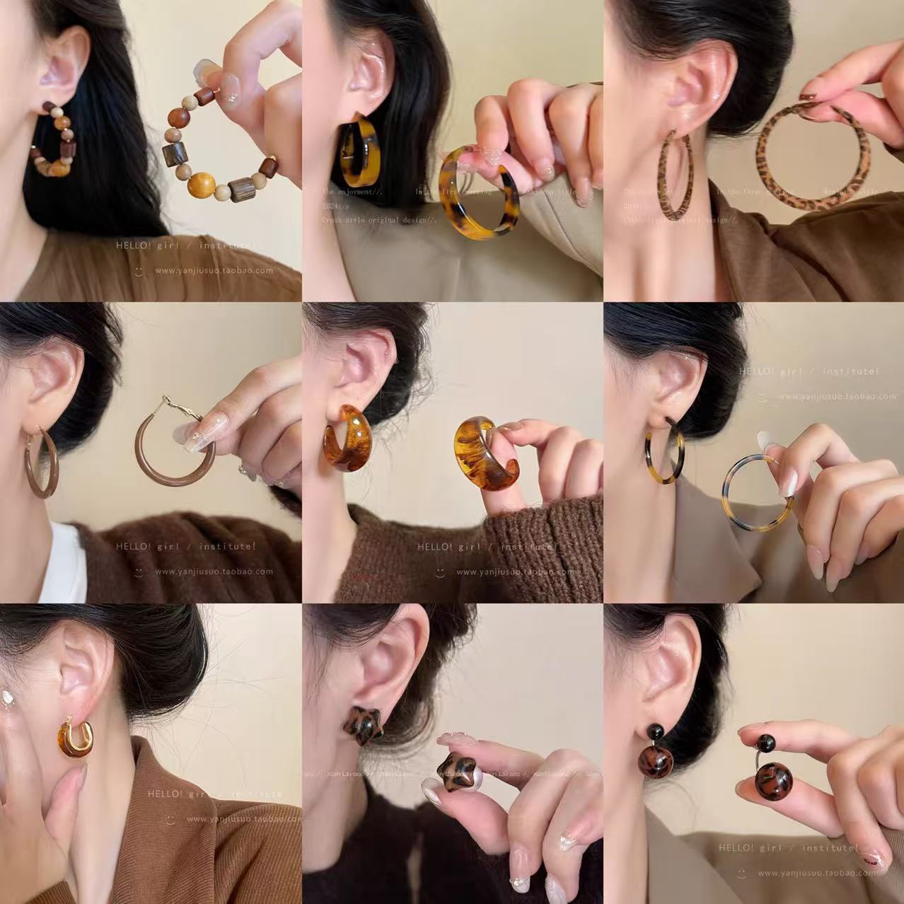 合金无非金属耳饰 秋冬复古豹纹水滴耳环小众设计感气质个性精致