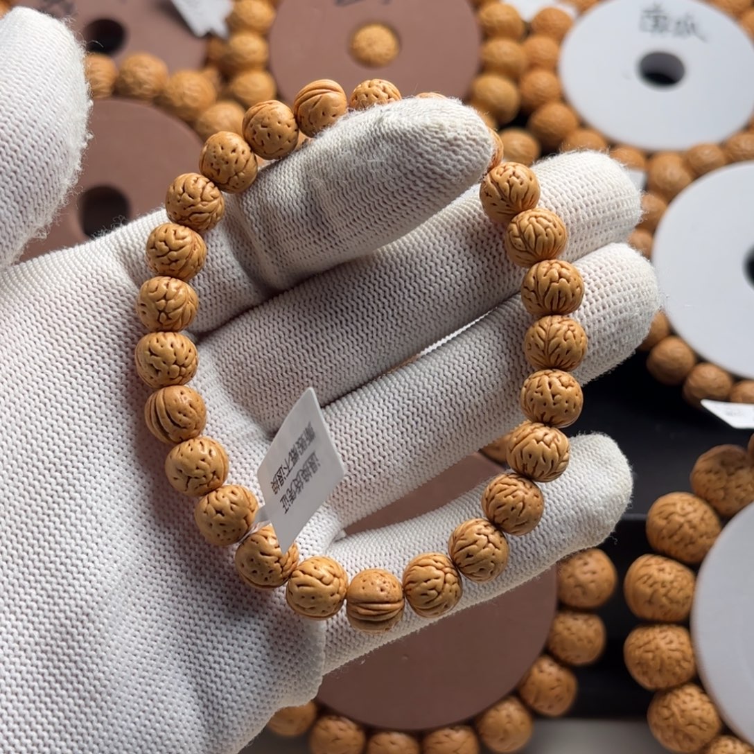 山***语菩提籽类桃核精品手串麦穗