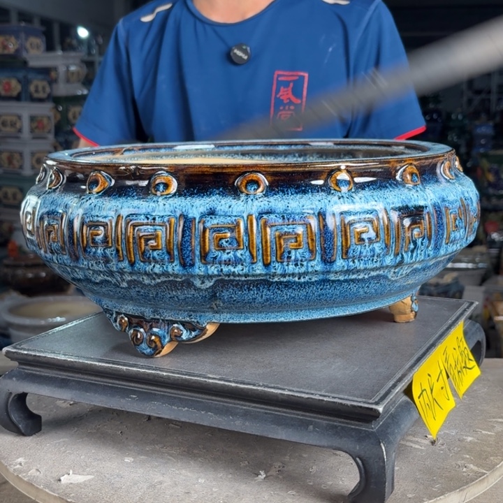 一风堂石湾花盆 内28*10釉裂