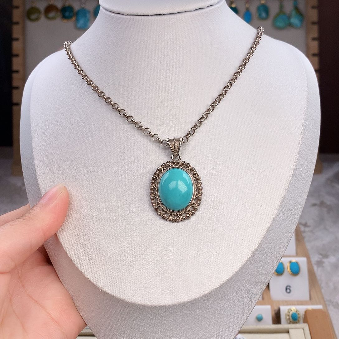 绿松石颈饰银S925镶嵌