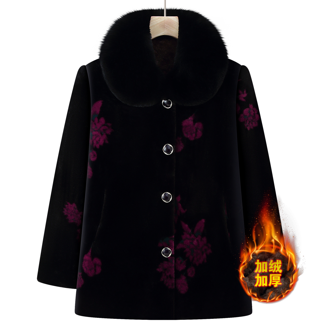 中老年人女装冬季加厚加绒外套新款气质妈妈装宽松保暖大衣奶奶装