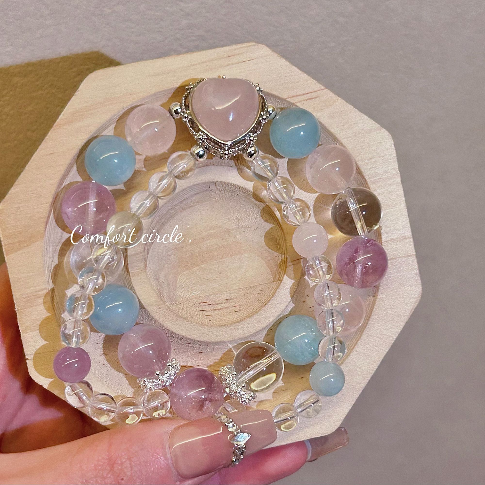 【天使之恋】多宝双圈天然水晶手串原创设计DIY