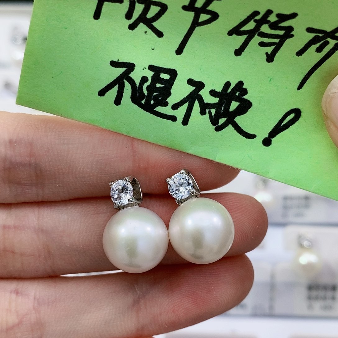 淡水珍珠耳饰银S925镶嵌