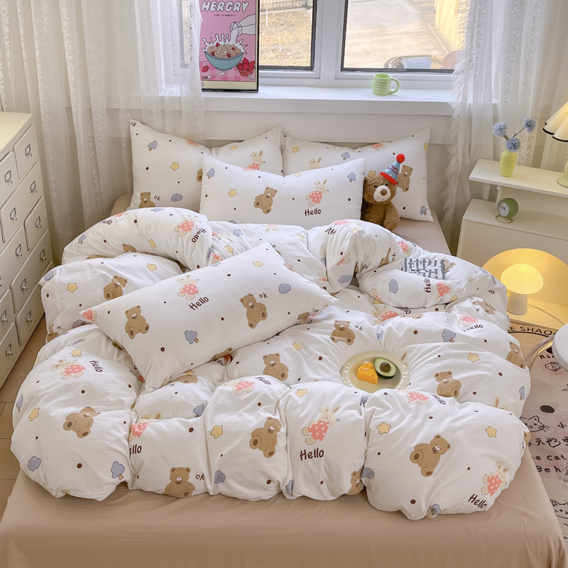 2025新款ins超柔印花卡通水洗棉系列四件套家用可爱风套件一