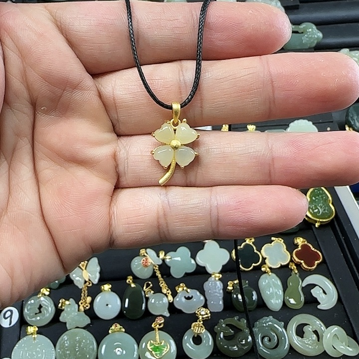 和田玉吊坠(不含链)银S925镶嵌