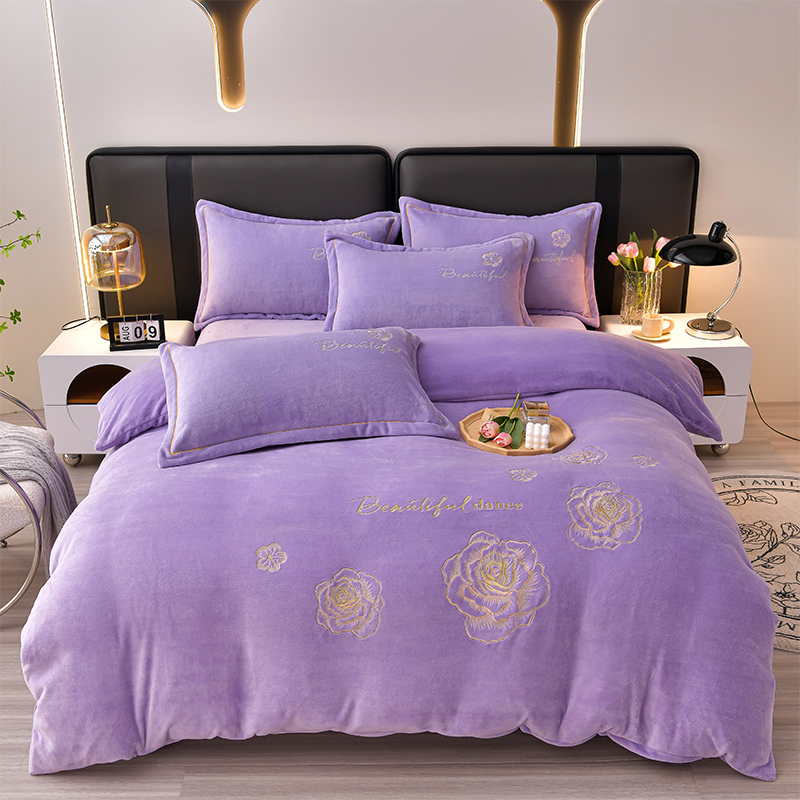 新款牛奶绒四件套床上用品可机洗