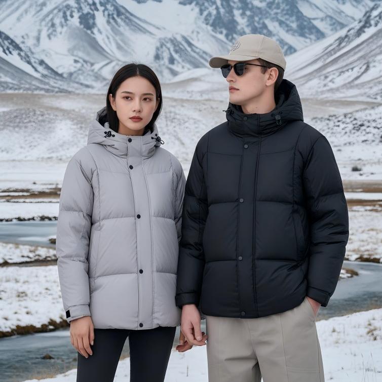 高蓬大朵白鸭绒连帽羽绒服男冬季极寒保暖90绒子面包服外套YR4065