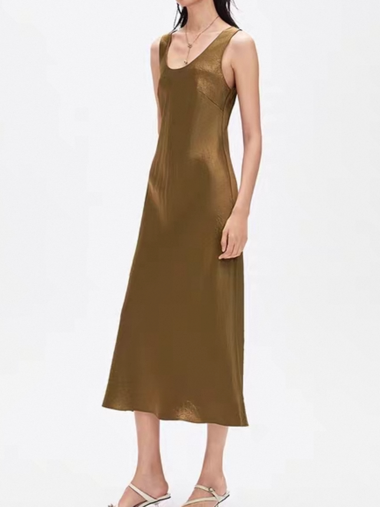 重磅醋酸修身连衣裙2025女装夏轻奢高级感斜裁显瘦鱼尾长裙