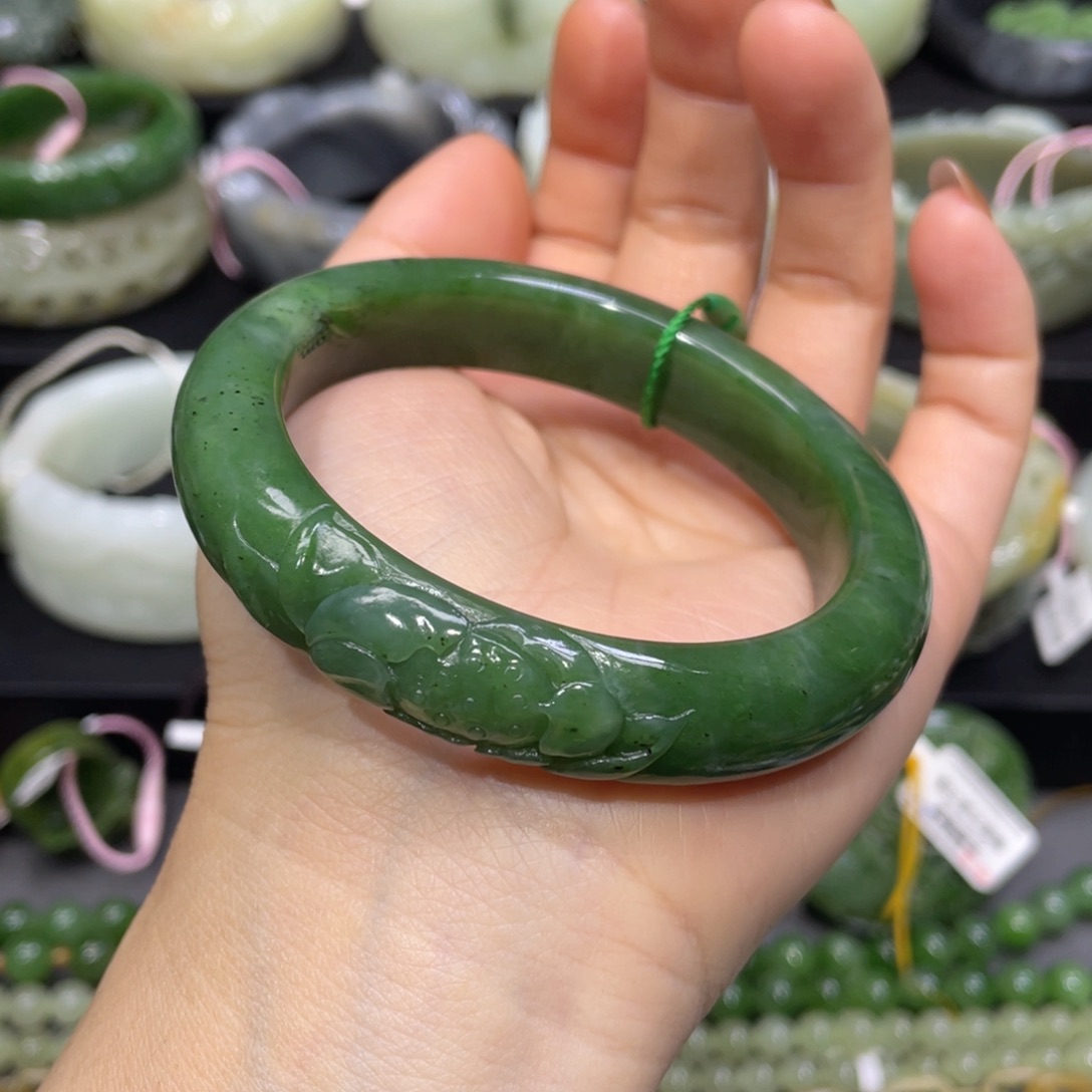 和田玉未镶嵌手镯56+圈口 编号5