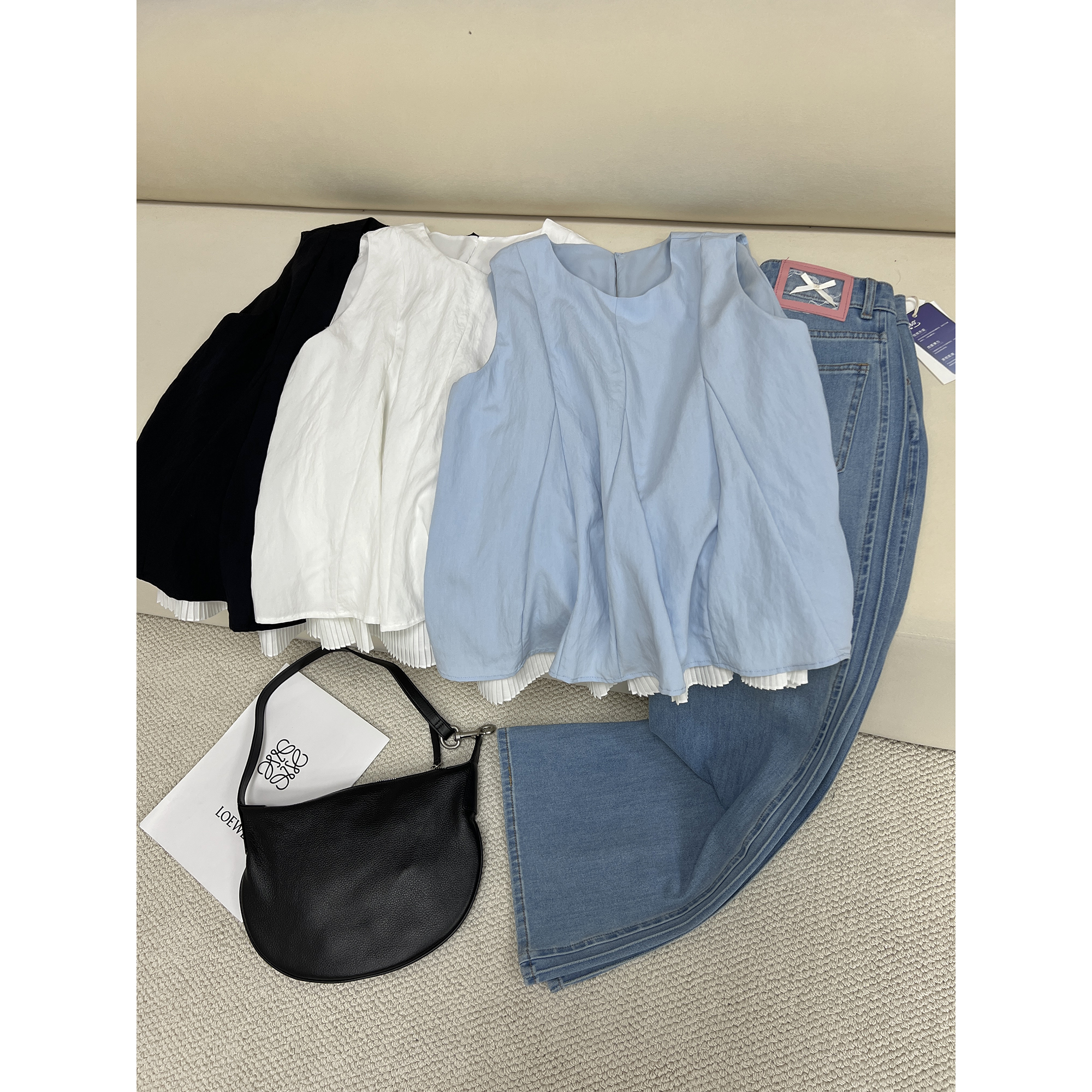 假两件百褶边背心6-6375（清）