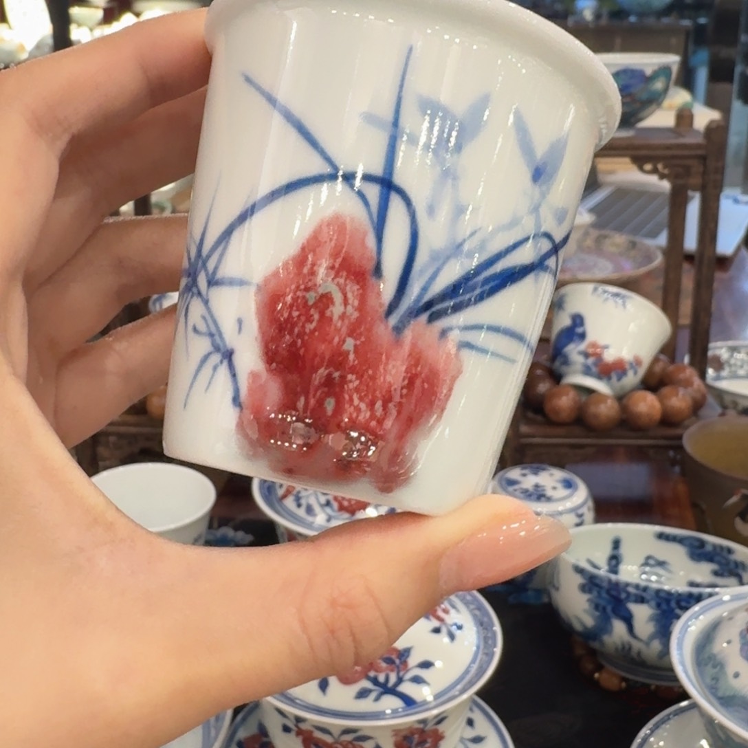 景德镇青花釉里红可乐杯