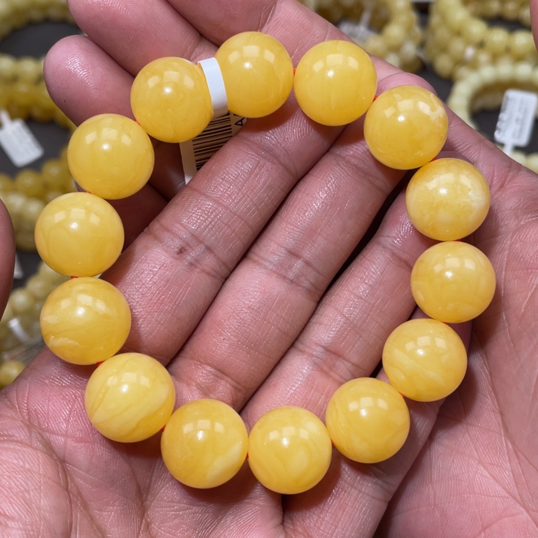 蜜蜡未镶嵌珠宝奇石16mm焦皮同料圆珠手串32.58