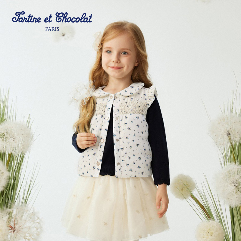 TC法国巧克力童装25秋冬新款女童小飞袖羽绒马甲CIVWF4942K