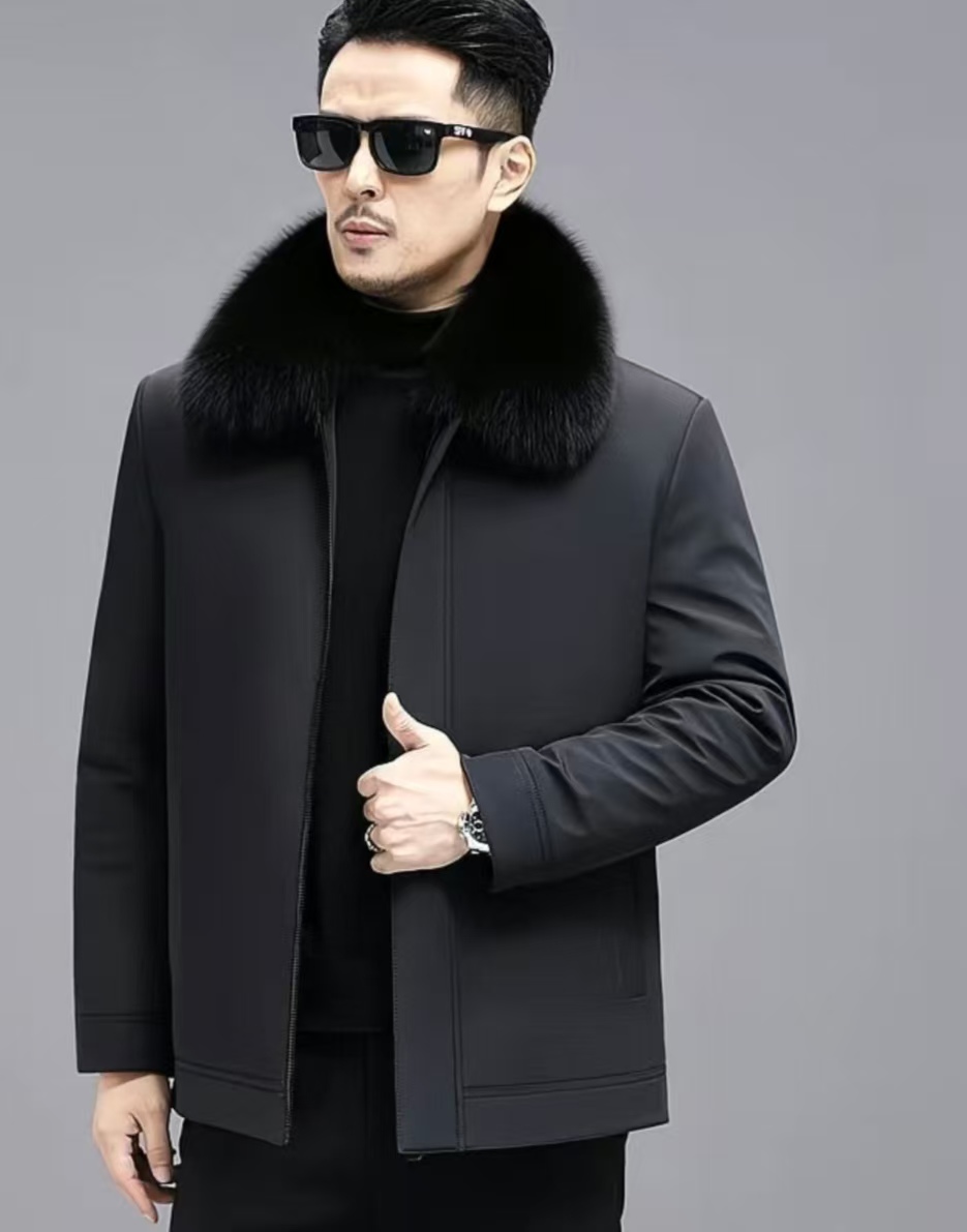 男百搭冬季保暖兔内胆时尚秋冬尼克服翻领冬款男款爸爸短款加绒