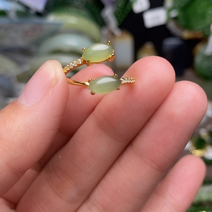 和田玉银S925镶嵌戒指