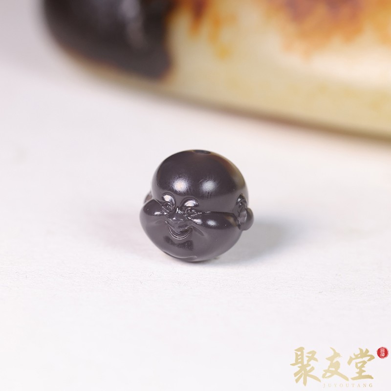 聚友堂王伟玉雕3克新疆和田玉青海烟青苏工弥勒佛头玉佛头配饰