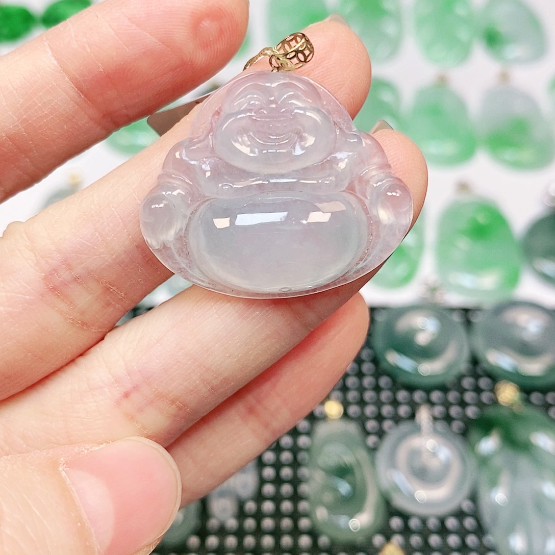 翡翠吊坠(不含链)18K金镶嵌