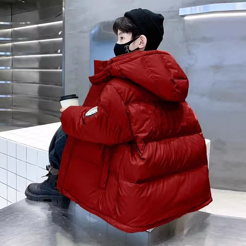 【巨洋气过冬棉服】男童红色棉服冬季中大童加厚2025新款加厚棉衣
