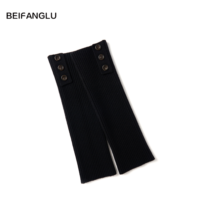 北方鹿100%绵羊毛中筒纽扣羊毛针织堆堆袜女251542