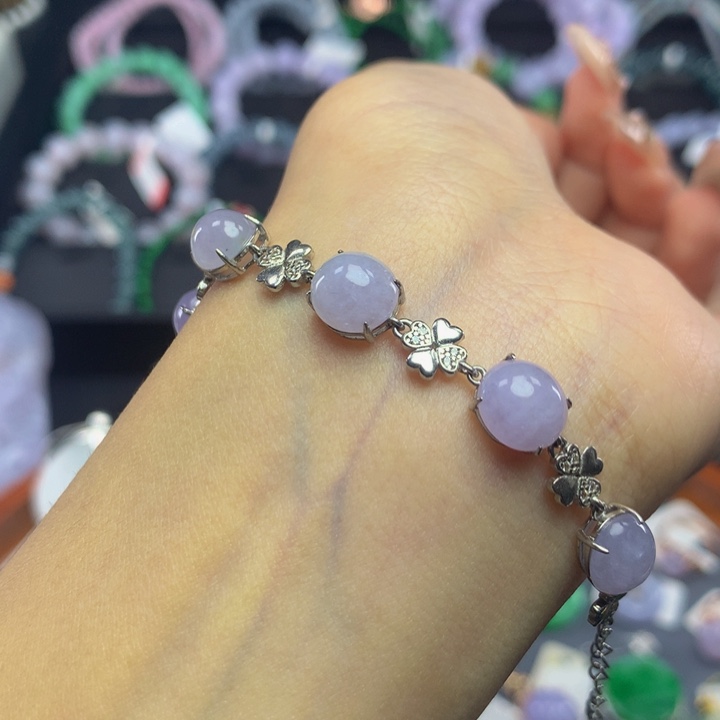 翡翠手链银S925镶嵌翡翠