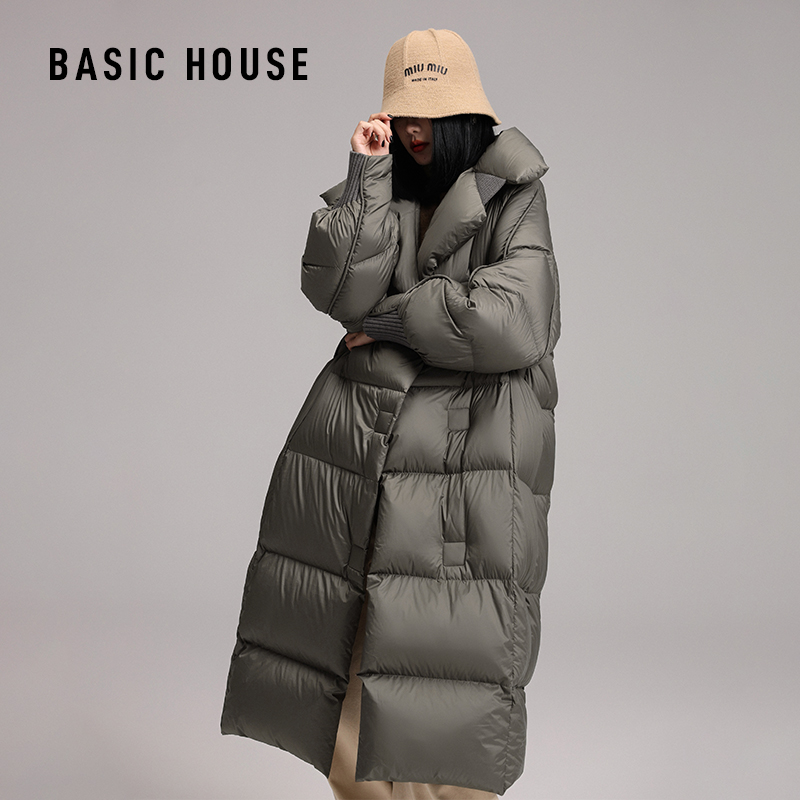 【赵老板专属1892】Basic House/百家好立领保暖过膝长款羽绒服90绒