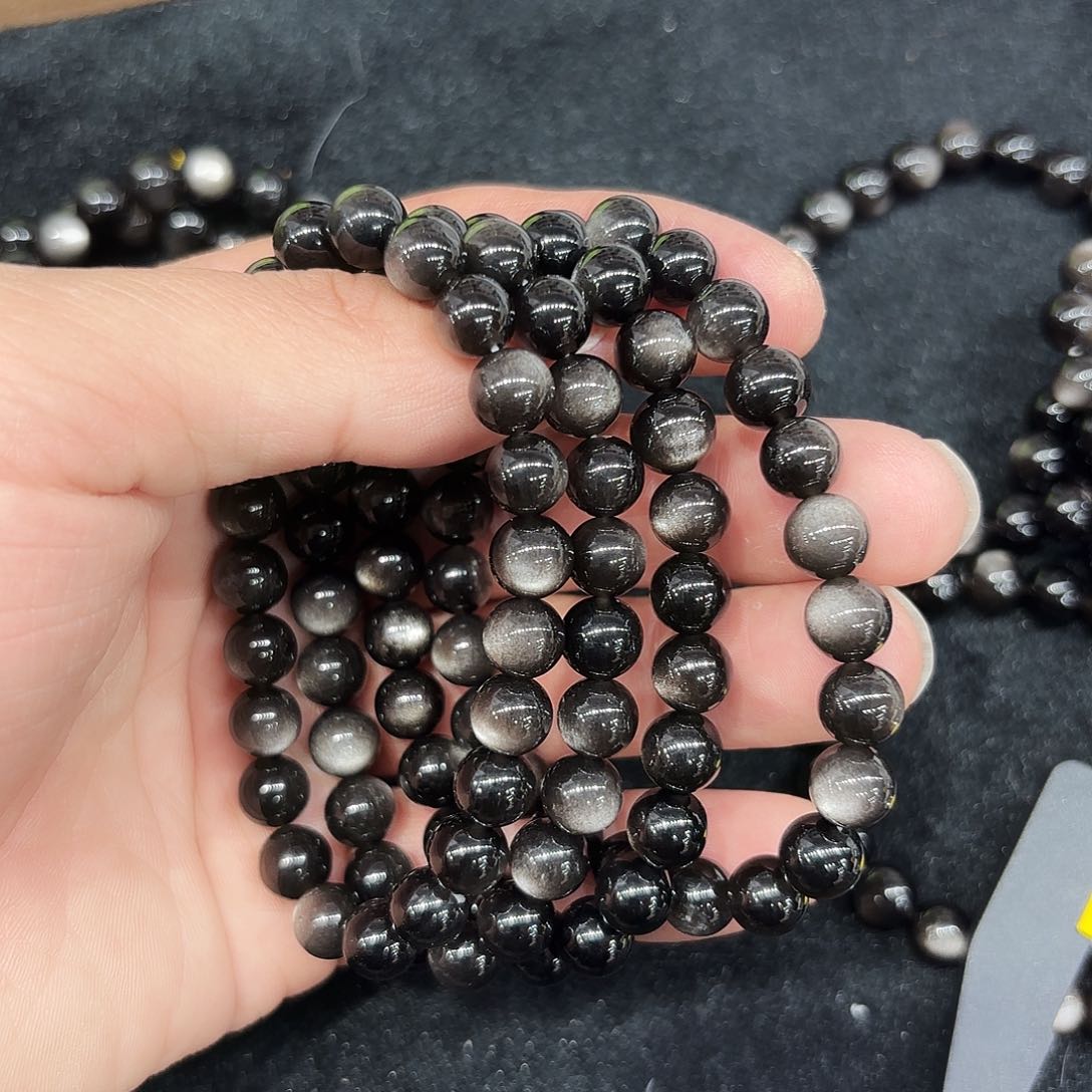 水晶手链未镶嵌银曜石