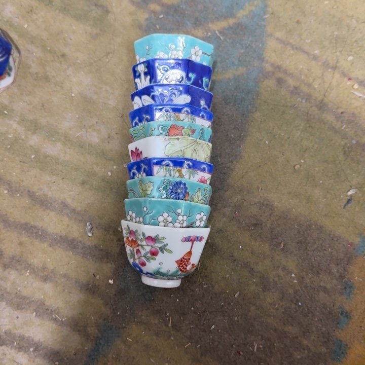 圆***滚景德镇陶瓷杯子盖碗10个