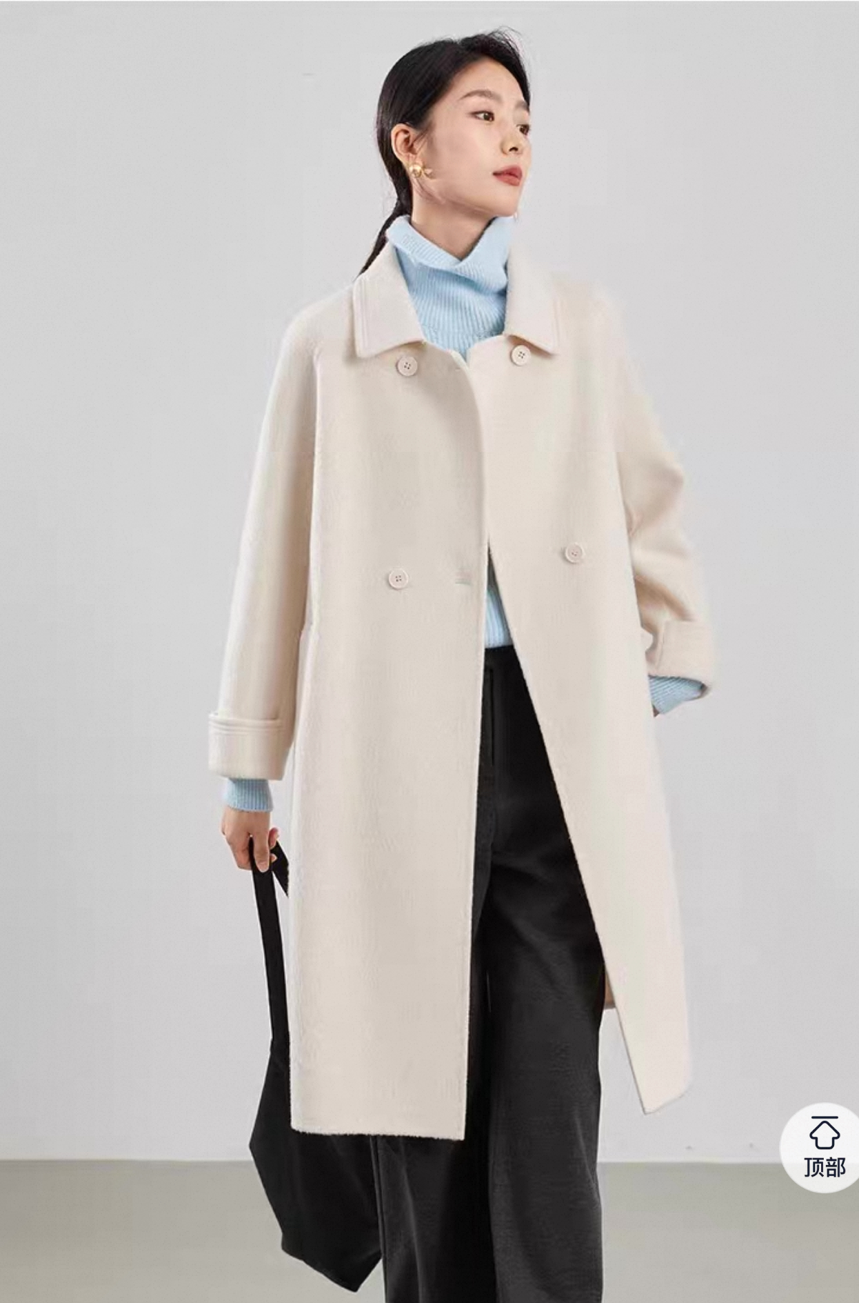 高级感2025双面羊绒大衣女简约气质腰带毛呢外套5#
