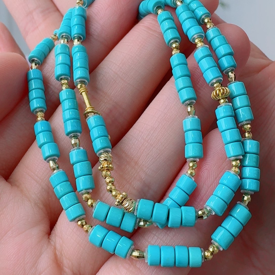 绿松石18K金镶嵌挂件