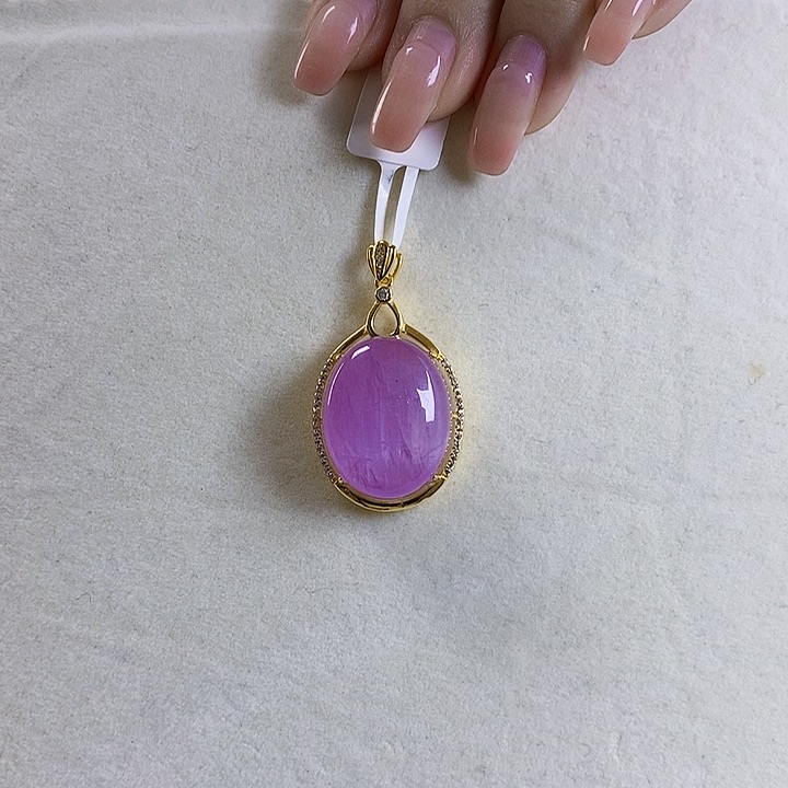 锂辉石紫锂辉高冰收藏级特级吊坠银S925镶嵌