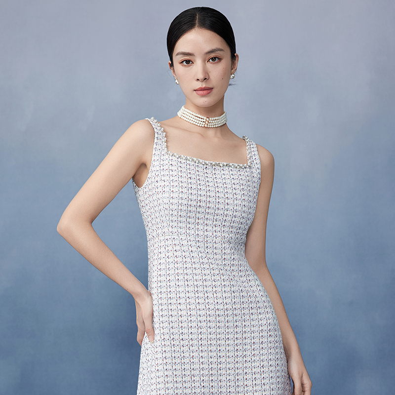 【李老板专属】韩式粗花呢小香风无袖连衣裙2025新款-MJGA02WOP723W