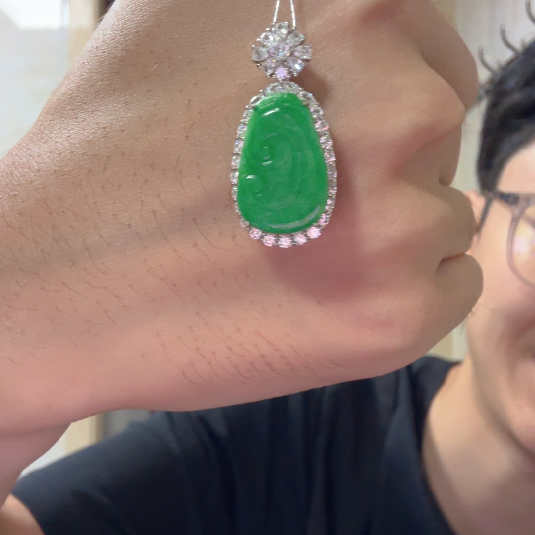 翡翠银S925镶嵌颈饰吊坠