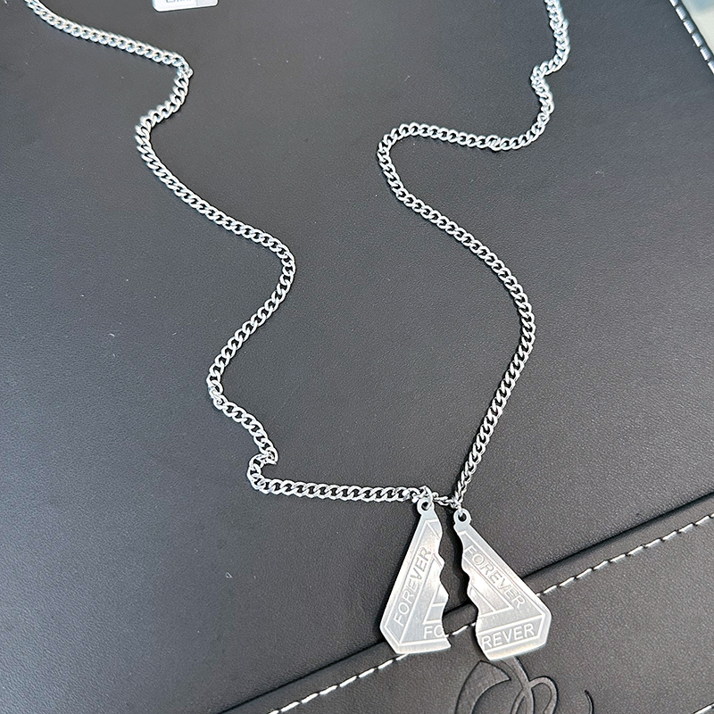 银色  FOREVER裂片吊坠项链  N1313