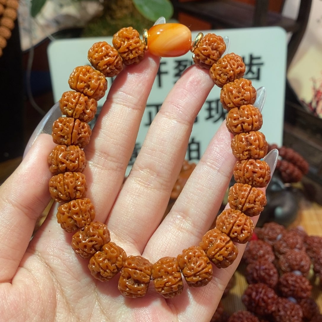 金刚菩提手串12单圈泰森配饰红瑙