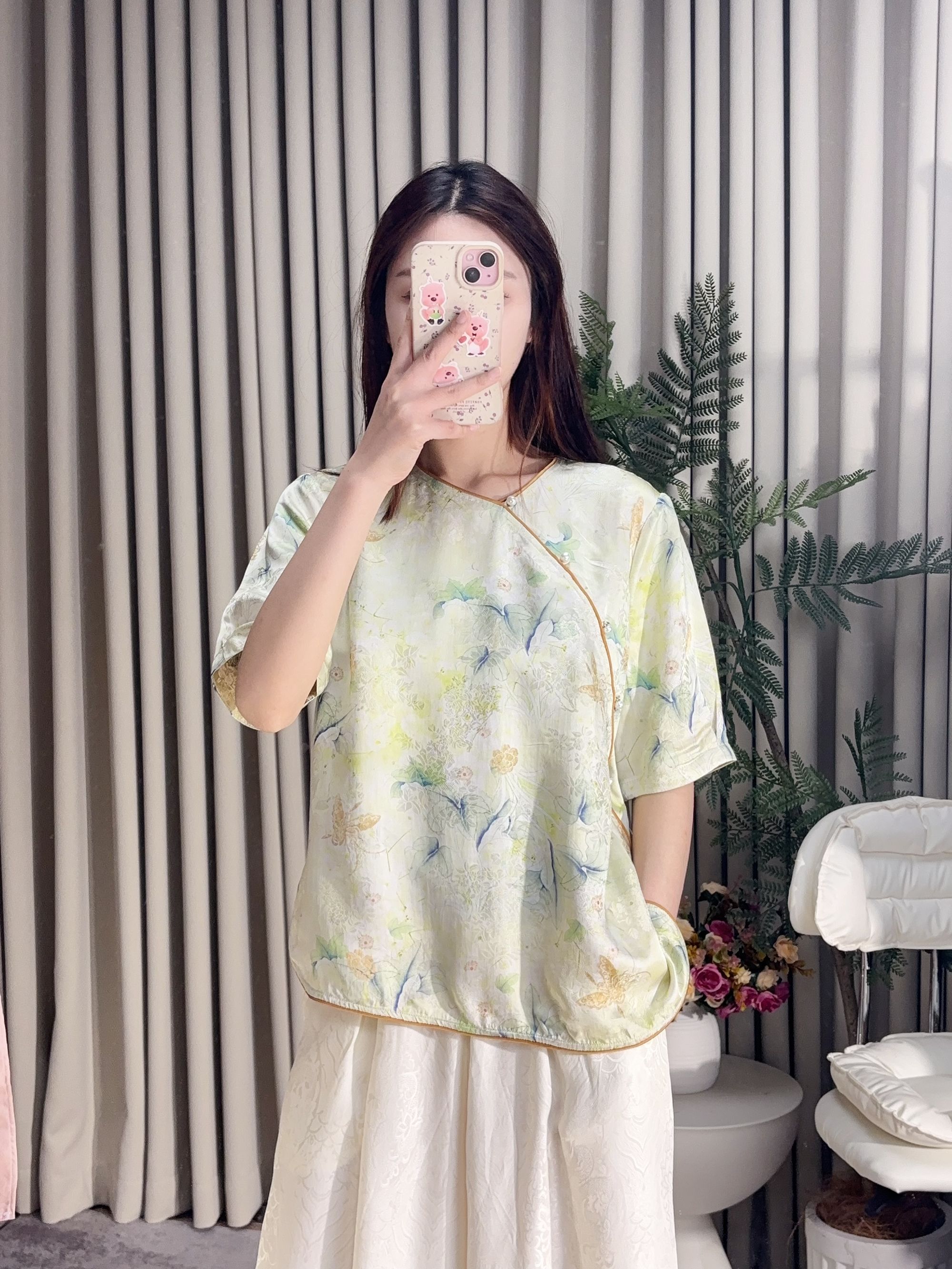 【荷塘】新中式国风斜襟短袖H07