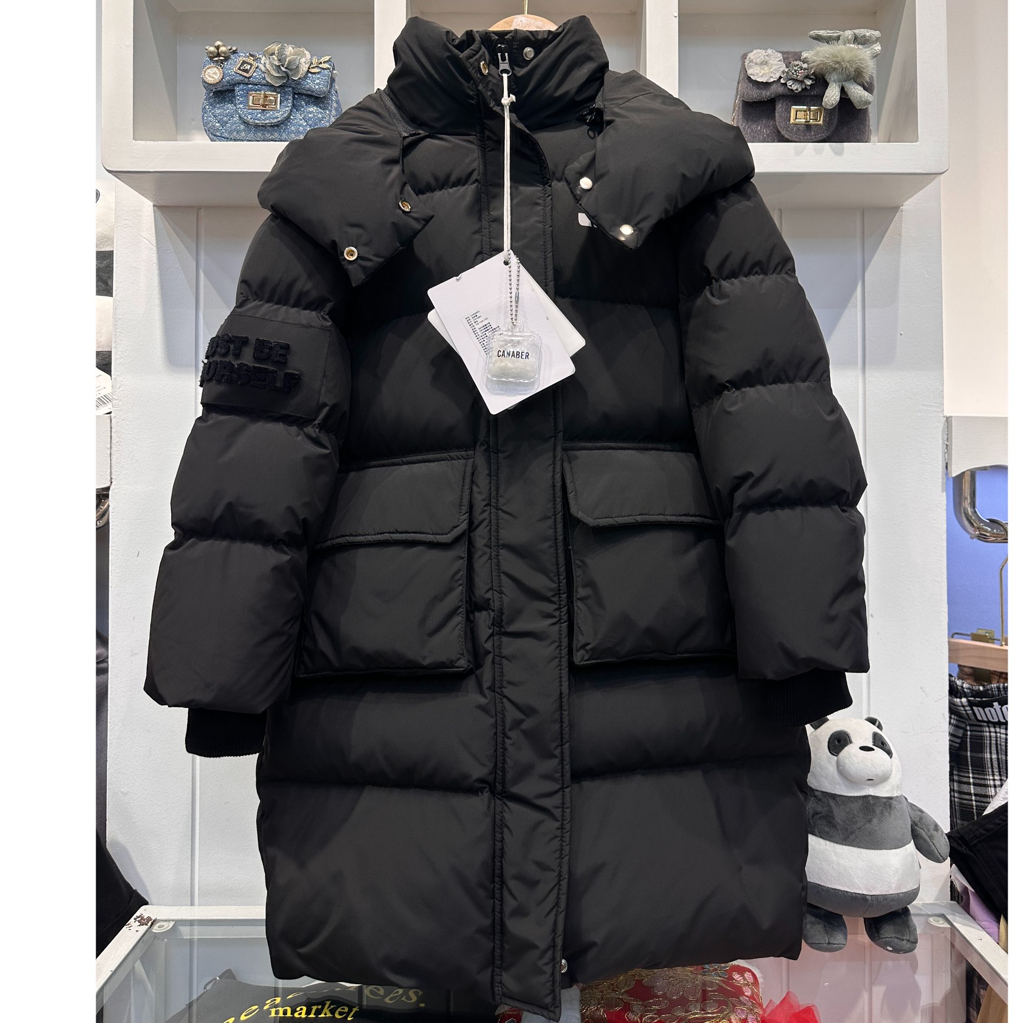 【卡娜-0025】新款黑色羽绒儿童过膝羽绒服极寒三防面料白鸭绒外套