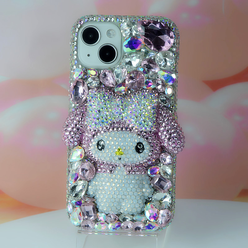 适用iPhone11 12 1314 15 pro Max苹果粉色宝石美乐蒂手机壳水钻