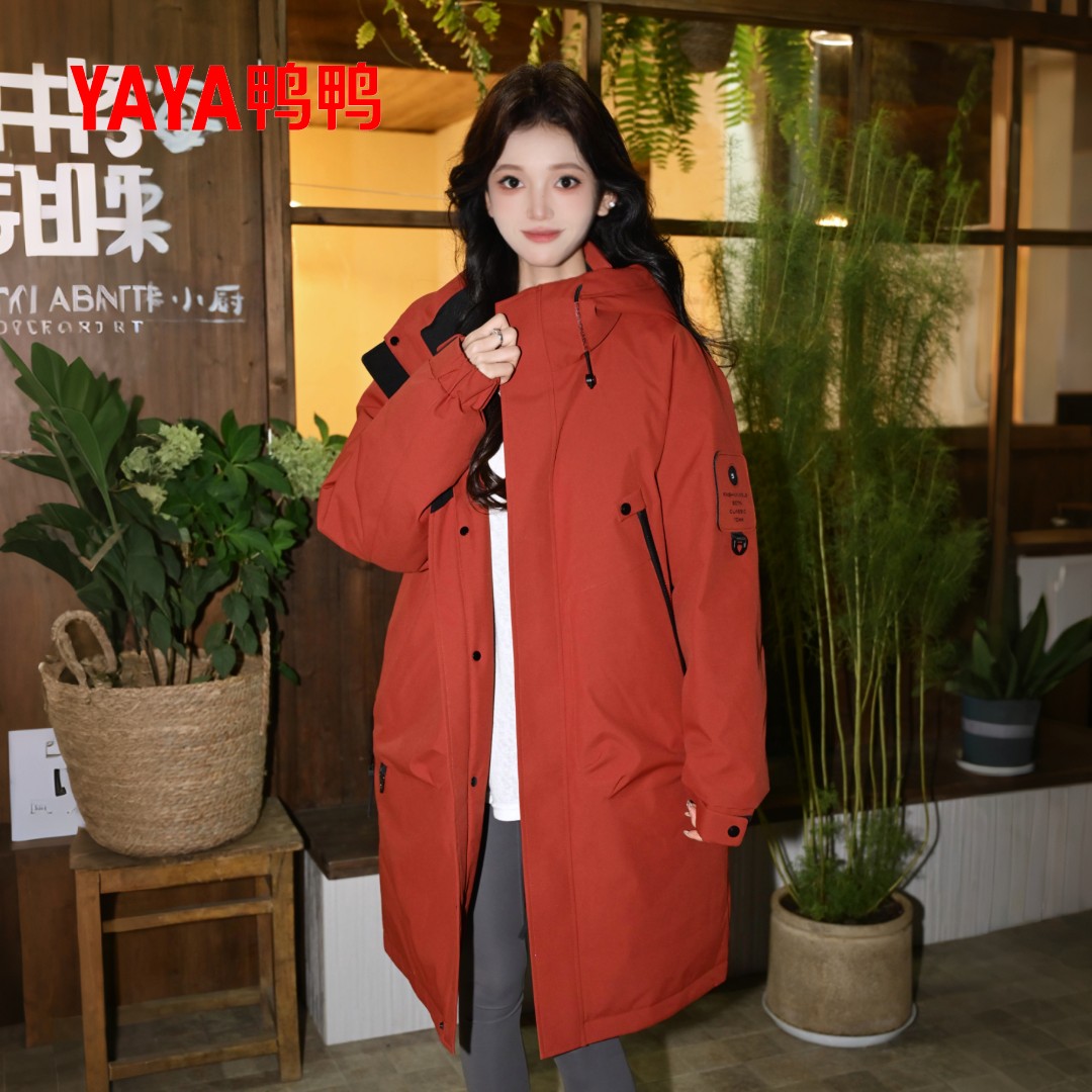 YAYA/鸭鸭秋冬新款情侣时尚百搭户外休闲长款羽绒服YE5B012237P