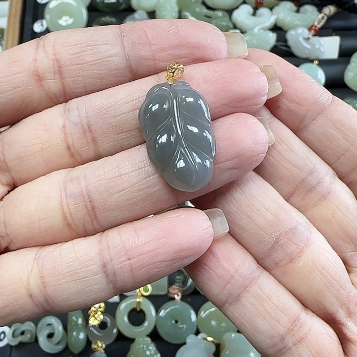 和田玉18K金镶嵌吊坠(不含链)