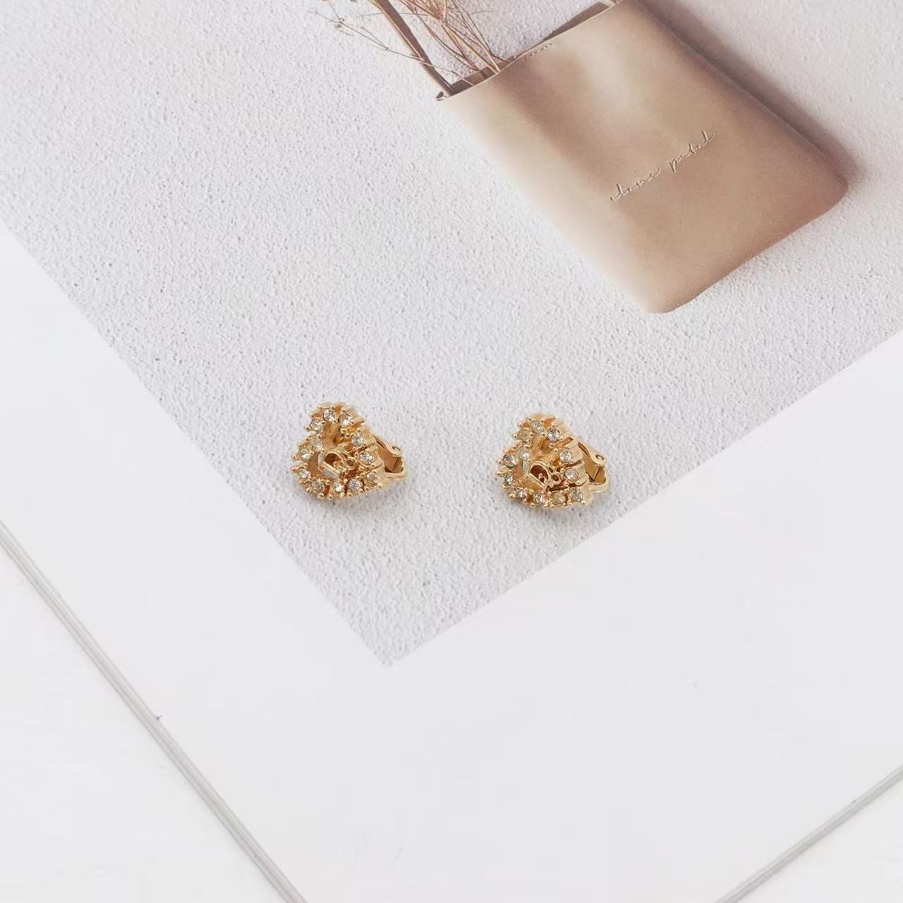 95新 DIOR/迪奥 GGS迪奥爱心镶钻耳夹/28018990