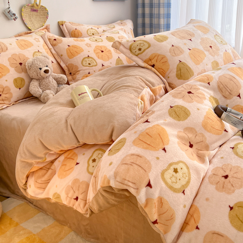 秋冬新款印花牛奶绒四件套