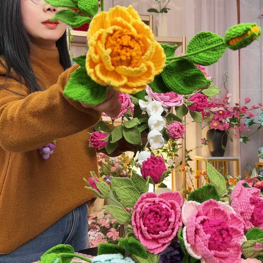 纯手工钩织钩织花束