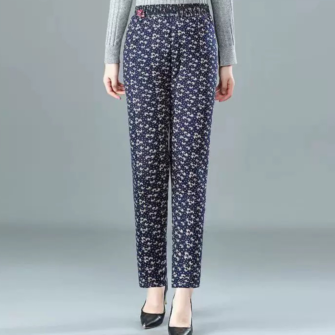 2887-6 中老年女士冬季加绒加厚全羊毛外穿保暖裤