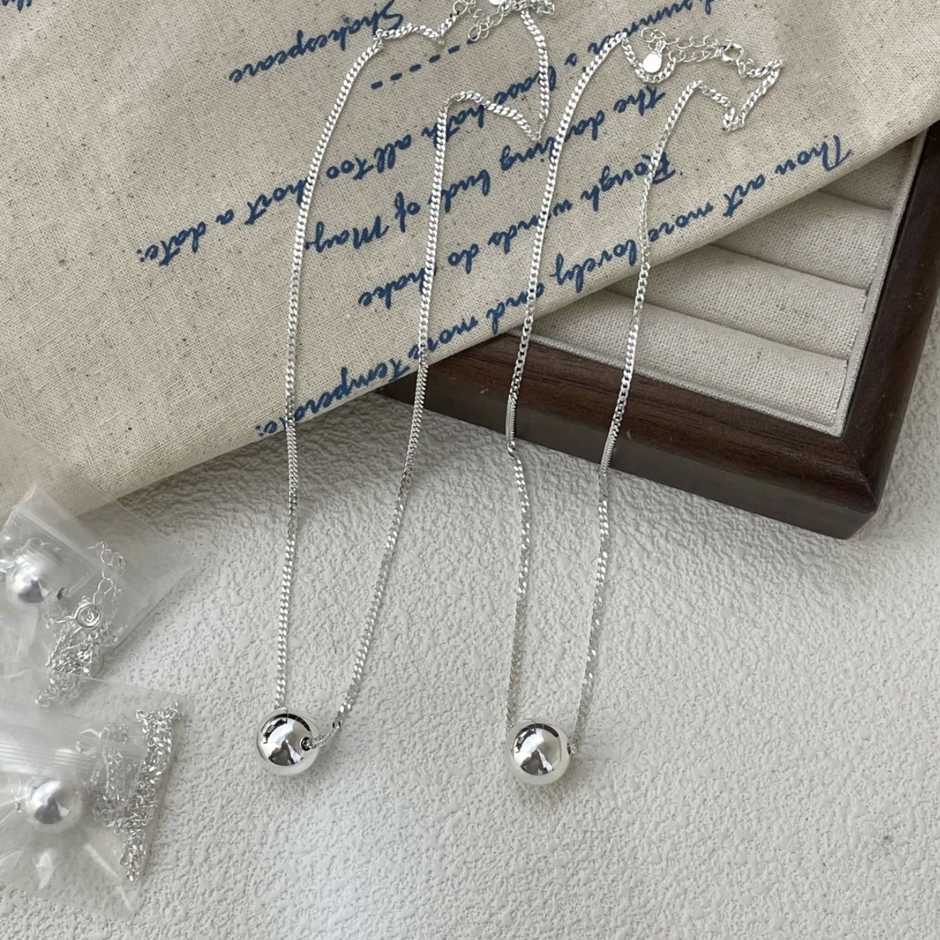 链子足银 【光珠侧身项链】足银999小众轻奢时尚百搭坠链